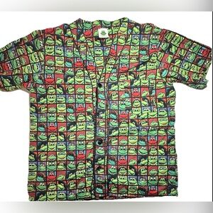 Senor Frogs Size XL Mens Green Frog Face Button Up Short Sleeve‎ Cotton Shirt